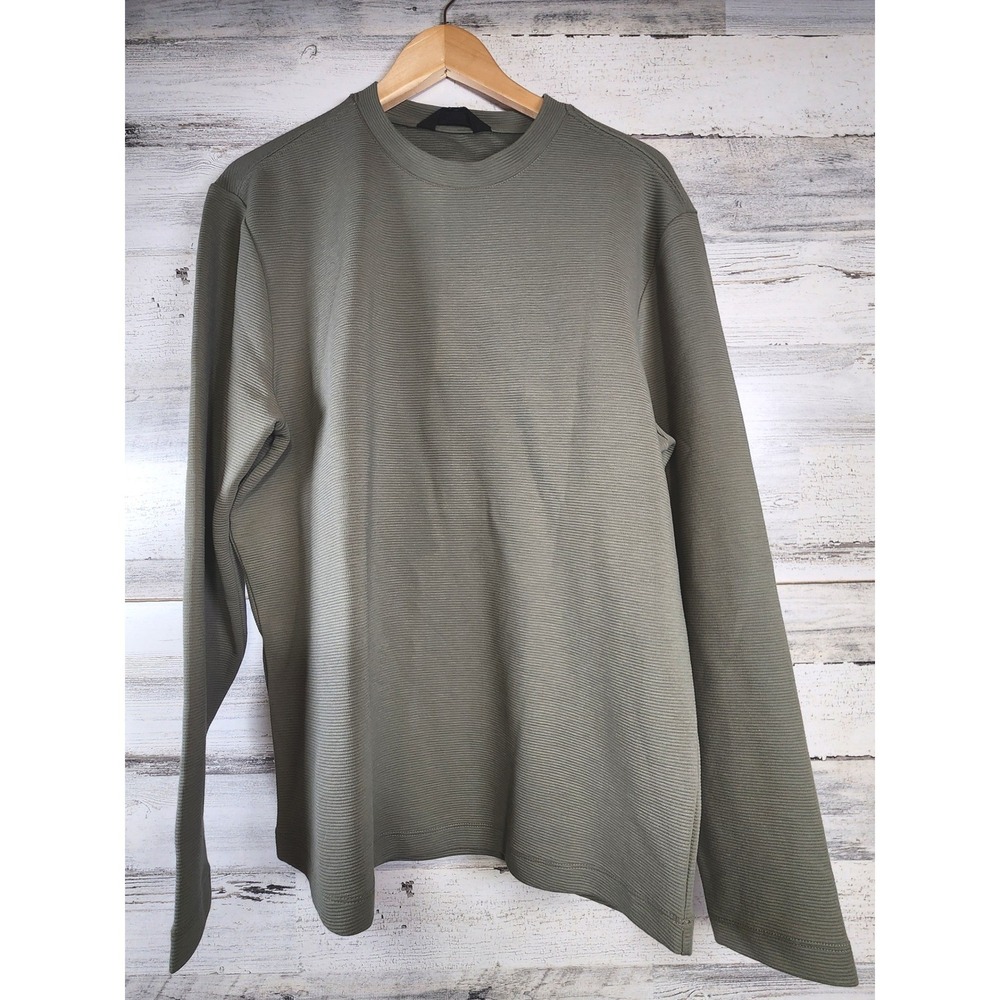 The Commons Sweater Women Large Olive Green Ottoman Texture Crewneck Ribbed NWT